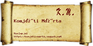 Komjáti Márta névjegykártya
