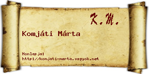 Komjáti Márta névjegykártya